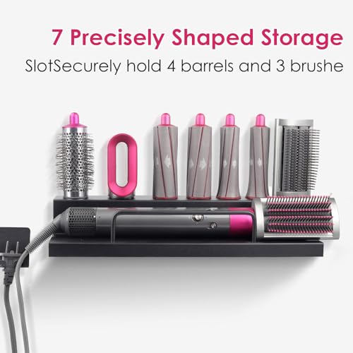Storage Holder for Dyson Airwrap Curling Iron Accessories Wall Mounted Rack Bracket Stand with Adhesive for Home Bathroom Organizer Black