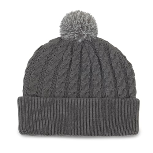 Titleist Golf- Ladies Cable Knit Pom Pom Hat Gray/White