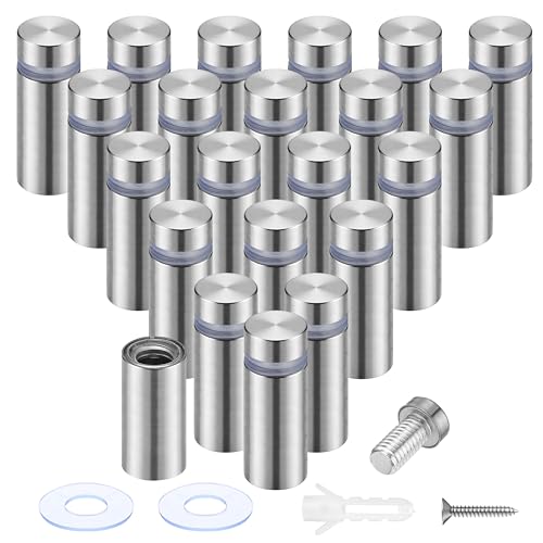 Image of Pelopy 24 Pcs Silver Sign Standoff Screws Advertising Screws Stainless Steel Wall Standoff Mounts Glass Acrylic Nail (1 /2 x 1-3 /16 Inch)