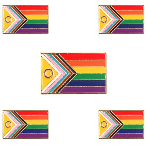 Pin Regenbogen Flagge stolz Hillylolly 5 Stück Regenbogen Pins Set, Gay Pin Metall, Regenbogen Anstecker Lgbtq, Pride Brosche, Brosche Flagge, anstecker für Kleidung und Blazer (Progress Pride Ⅱ)