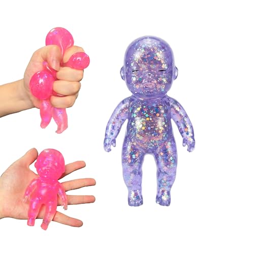 5.5 Inch Glitter Baby Squishy Toy Slow Rising - Soft Stretchy Stress Relief Fidget Toy Sensory Squeeze Doll Office Desk Toy Gift (Purple)