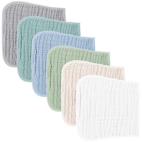 Image of Konssy Muslin Baby Burp Cloths Sets for Unisex- 6 Pack Large 100% Cotton Burping Clothes for Newborn，Baby Girls and Boys