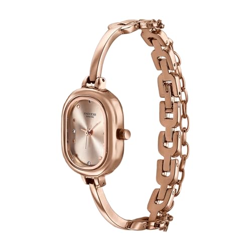 Image of Sonata Poze 8 Quartz Analog Watch with Jewellery Accessory for Women with Pink Dial & IP Rose Gold Alloy Strap - SP80176WM01W