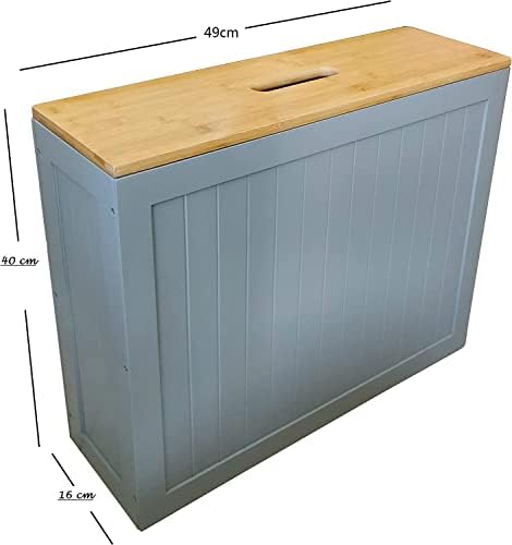 CruiseTech® Grey Slimline Multipurpose Wooden Grey Free Standing Toilet Roll Paper Tissue Holder Bathroom Storage Unit Solution Slimline Roll Paper Cabinet,