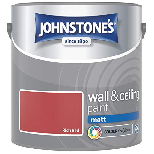 Johnstones No Ordinary Paint Water Based Interior Vinyl Matt Emulsion Rich Red 2.5 Litre