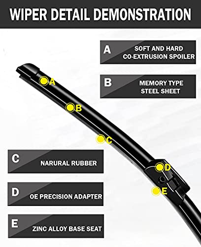2 Factory Wiper Blades Replacement for BW 2010-2016 5 & 7-Series F01 F02 F04 F07 F10 M5 Original Equipment Windshield Wiper Blades Set - 26