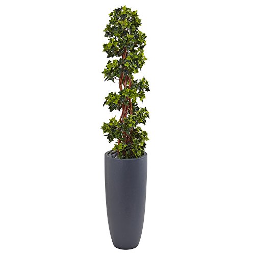 Nearly Natural 5 English Ivy Spiral Topiary Artificial Tree, Green