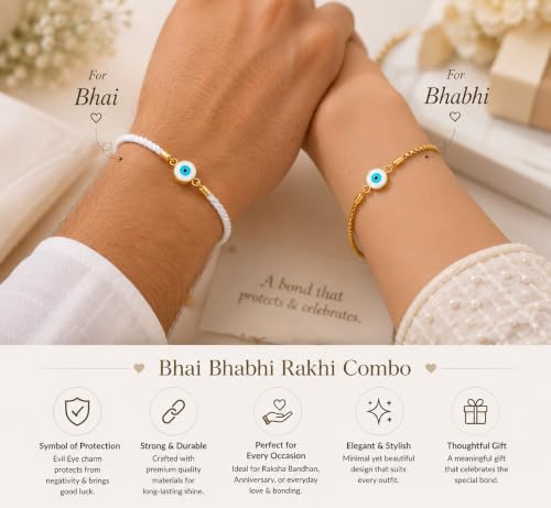 Image of M.F.H Elegant Bhai Bhabhi Rakhi Combo Set for Rakshabandhan - Traditional Lumba Rakhi for Bhaiya Bhabhi,Gift Combo Set for Brother and Sister-in-Law