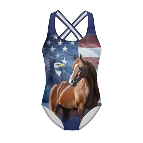 Image of WELLFLYHOM Girls Swimsuit 5-14 Cross Back Swimwear Full Coverage One Piece Bathing Suit Sleeveless Beachwear
