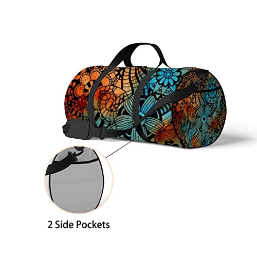 Bolsa de viagem grande para homens e mulheres, bolsa de viagem com flores abstratas, bolsa de viagem