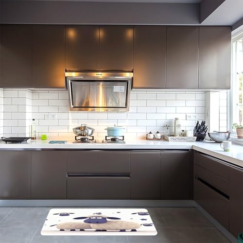 Alfombra de cocina cómoda para suelo de oficina y lavandería con suave diseño de oveja 5