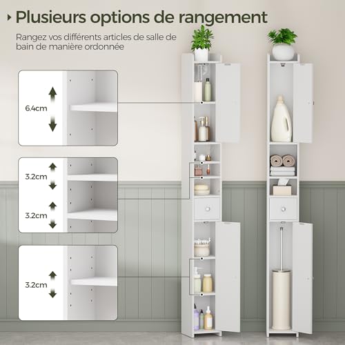 Colonne salle de bain étroite 20x20x180 cm BEWISHOME