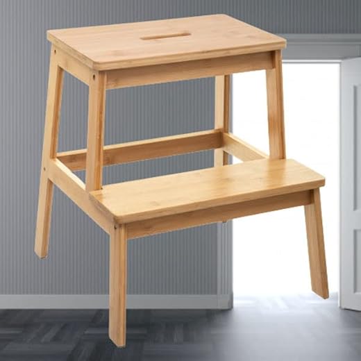 Decopatent Keukentrap - Opstap Trap met 2 Treden - Bamboe Hout - Keukentrapje - Kruk - Tweestaps ladder - Keukentrap