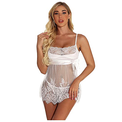 Ensembles de pyjama femme lingerie sexy dos nu blanc S
