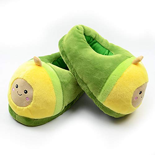 Novelty Plush Slippers - Cartoon Avocado Design, Warm Winter House Shoes For Women4