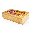 Lumaland Cuisine Teebox aus Bambus mit 10 Fächern ca. 36,7 x 20 x 9 cm nachhaltiges Material praktisch dekorativ edel