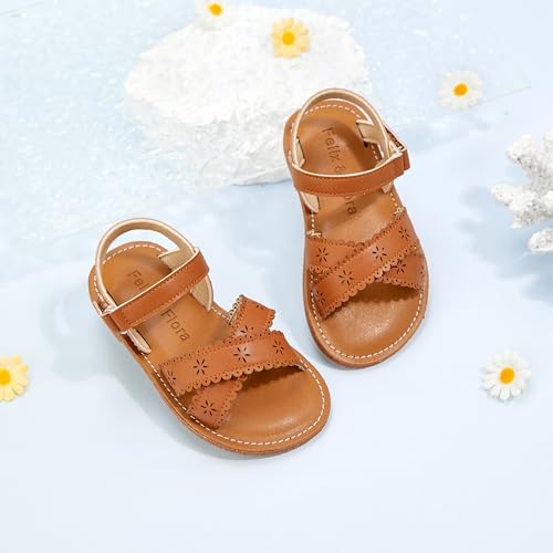 Image of Felix & Flora Toddler Girl Sandals - Little Girl Easter Dress Shoes Lightweight Open Toe Beach Holiday Flats