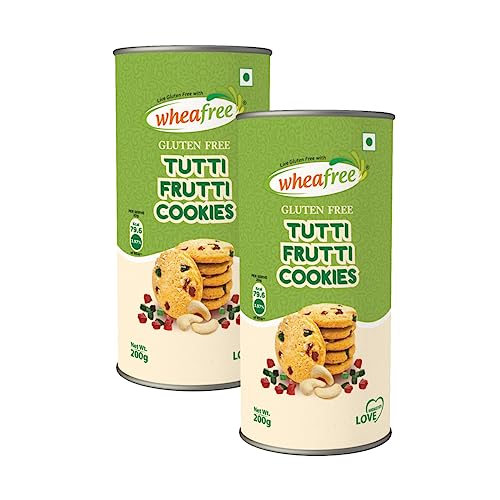 Image of Wheafree Gluten Free Tutti Frutti Cookies (Pack of 2 x 200g each) | Tasty, Crunchy & Flavoured| Best Teatime Snacks, Healthy & Nutritious | Handmade Cookies