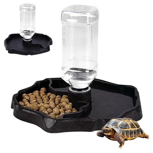 YIDM Reptilien Wasserspender Schildkröten Wasserschale: Reptilien Schildkröte Futternapf, Automatischer Wasserreservoir-Futterspender, Geeignet für Schildkröten, Frösche usw Reptilienhaustier