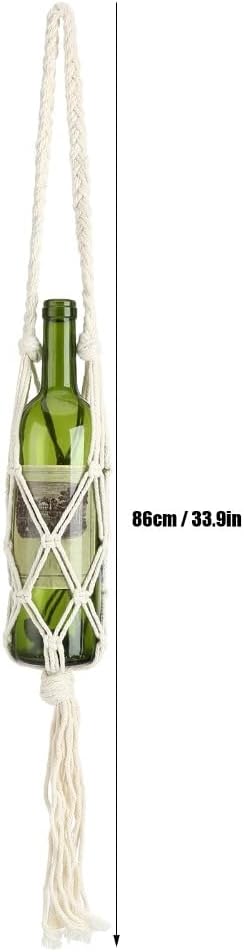 MOPFOL Cotton Rope Wine Bottle Holder Hand Woven Storage Bag for Kitchen Decor and Present Wrapping(Beige) image 2