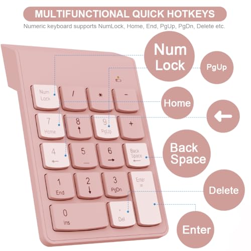Noox Wireless Numpad With Type C To Usb Adapter, Numeric Keypad Number Pad Compatible With Laptops Computer Desktop Macbook Air Pro thumb #4