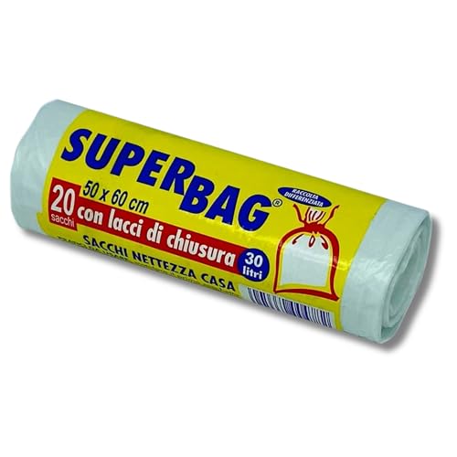 FRIO - 20 transparente Beutel, 30 Liter pro Mülleimer, getrennte Sammlung, recycelte PE-Plastiktüten mit Kabelbindern. Widerstandsfähige 50x60 cm Müllsäcke. Unsortierte Säcke