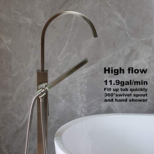 LLGG Freestanding Tub Fillers Brushed Nickel Floor