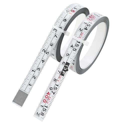 2-Pack Steel Self-Adhesive Measuring Tape Imperial & Metric Stick-on Ruler Left to Right and Right to Left Reading Tape Measure for Woodworking Workbench Table Saw Drafting Table 400cm/157Inch