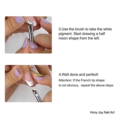 Oblique Head French Tip Nail Brush Black Handle Uv Gel Acrylic Painting Drawing Pen Pack Of 1 #TOP5