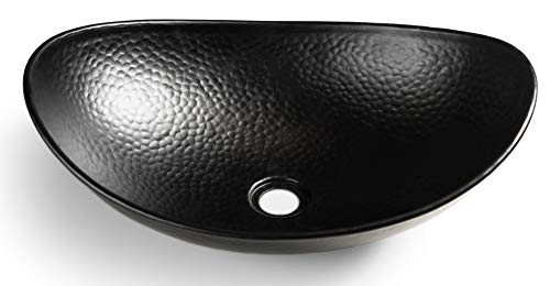 Monarch Abode 19186 Hand Hammered Matte Black Harbor Vessel Bathroom Sink (19 inches)