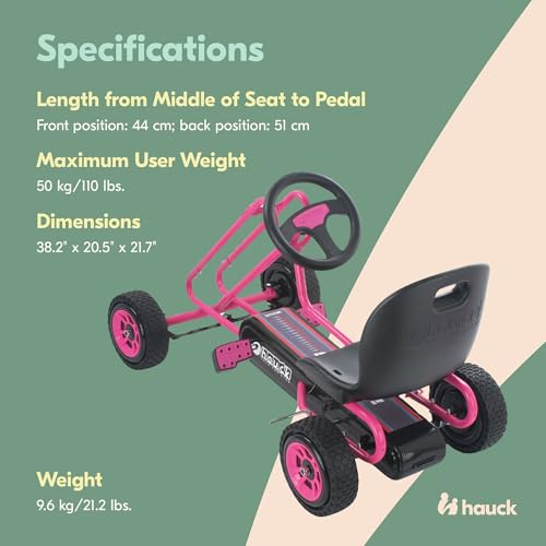 image for hauck Kids Pedal Go Kart, 4 Wheel Bike Cart, Ages 4-8, Lightning Ride,