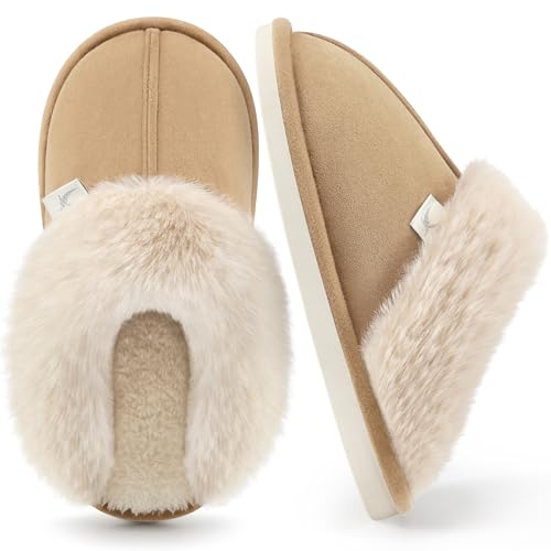 Aomigoct Slippers for Women House Shoes: Memory Foam Fuzzy Womens Slippers Indoor Outdoor Fluffy Bedroom Shoes Slip On