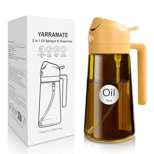 YARRAMATE 470ml lichtblockierender dunkler Ölsprüher zum Kochen, 2-in-1 UV Schutz ölzerstäuber...