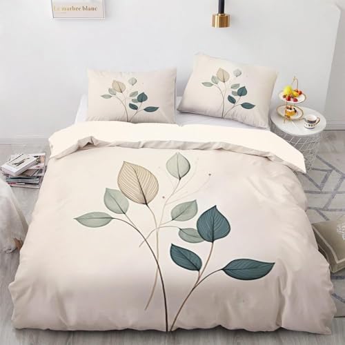 BIAFRA Jogo de cama de capa de edredom queen bege microfibra ultra macia, 3 peças de capa de edredom