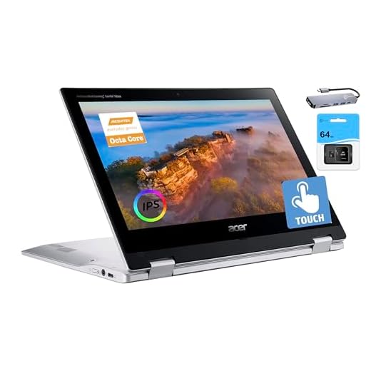 ACER Chromebook Spin 2-in-1 Convertible Laptop (2023), 8-Core MediaTek MT8183C Processor, 11.6'' HD IPS Touchscreen, 4GB RAM, 128GB (64GB eMMC+64GB SD), WiFi 5, Chrome OS+MarxsolAccessory