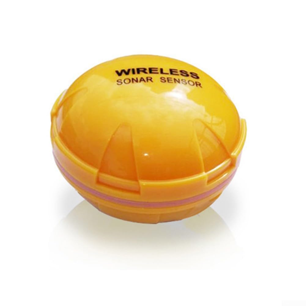 Smart Sonar Fischfinder, Tiefenskala, Fischdetektor, Wassertemperaturanzeige, gelbe Farbe