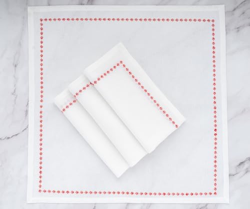Servilletas de Algodón Blanco y Rojo Paquete x4 18x18 miniatura 6