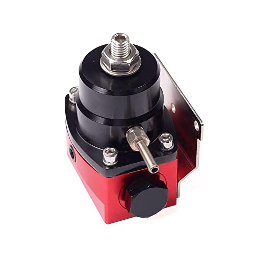 Universal Adjustable Fuel Pressure Regulator Kit Fpr W/ An6 Hose Fittings 100Psi Gauge Black & Red 1 #TOP7