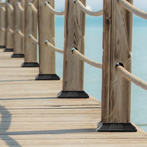 6pcs 4x4(Actual: 3.5\"x3.5\") Post Base Cover, Split Style Vinyl Post Skirt Black for Iron Stair railings, Balcony railings,Patios, Porches (Black)