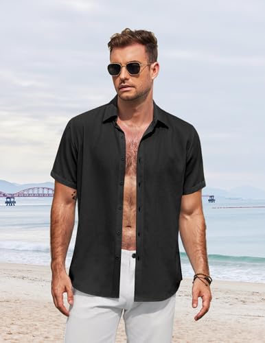 COOFANDY Men's Button Down Shirt Short Sleeve Casual Shirts for Summer Beach Vacation Shirts3