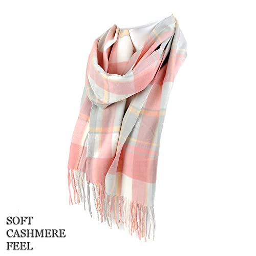 Image of Nollia Plaid Fall /Winter Scarf for Men & Women-Plaid Color Cashmere Feels Acrylic Scarves
