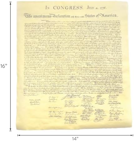 The Declaration of Independence, True to it's Original Size and Layout - Reprint Printed on Antiqued Parchment. 23 x 29, Ships in Plastic Collector's Tube