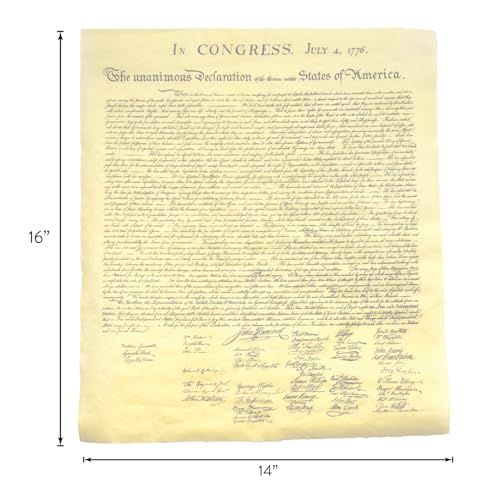 The Declaration of Independence, True to it's Original Size and Layout - Reprint Printed on Antiqued Parchment. 23 x 29, Ships in Plastic Collector's Tube