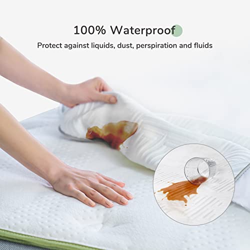 Novilla Waterproof King Mattress Protector, Cooling Bamboo Breathable King Mattress Cover Soft Fitted 8"-18" Deep Pocket Elastic Noiseless Washable Mattress Pad Cover #TOP2
