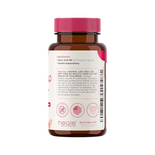 Image of BoriCap Heale 600mg Boric Acid Suppositories | for Vaginal Odor | 60 Count | Made in the USA