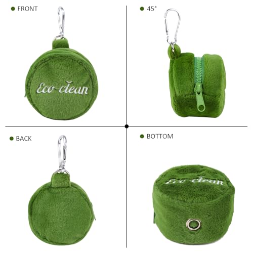 Image of Dog Poop Bag Holder, Cute Poop Bags Dispenser with Metal Clip, Doggie Waste Bag Dispenser for Leash, Green