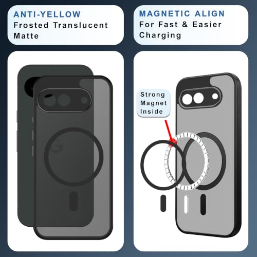 Image of CEDO Magnetic Cover for Google Pixel 10a | Compatible with MagSafe Wireless Charging | Matte Black Case Designed with Magnetic Lock Shockproof Edge Protection Backcover (Translucent Black)