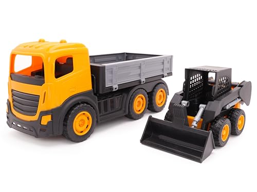 Camions de chantier Toyland avec benne basculante de 36 cm et mini bulldozer pour enfants