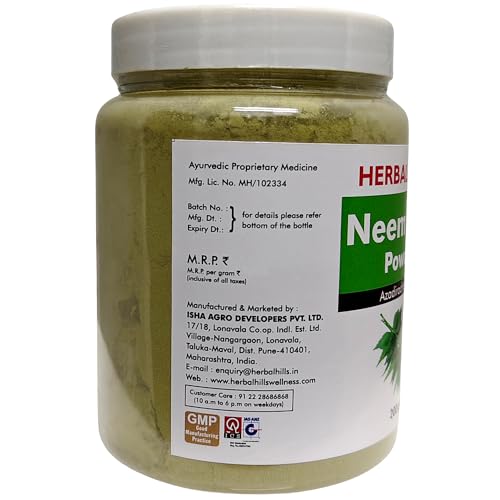 Herbal Hills Neem Powder, (200 gm Pack) | Supports Clear Skin, Acne Control & Hair Growth | Neem Churna For Pimple-Free Face & Scalp Detox | With Azadirachta Indica Leaf Pack of 2