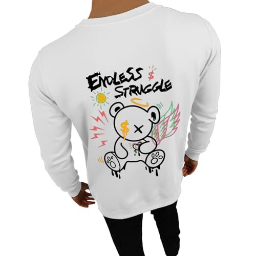 Sweatshirt homme hiver à manches longues et pull col rond en polaire